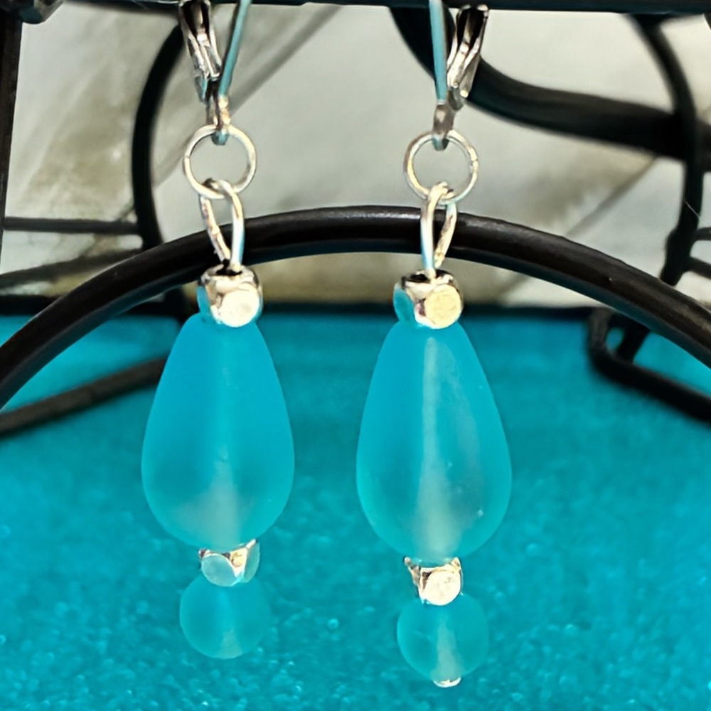 Nancz Artisan’s Nook | 925 Sterling Silver Frosted Sea Glass Earrings
